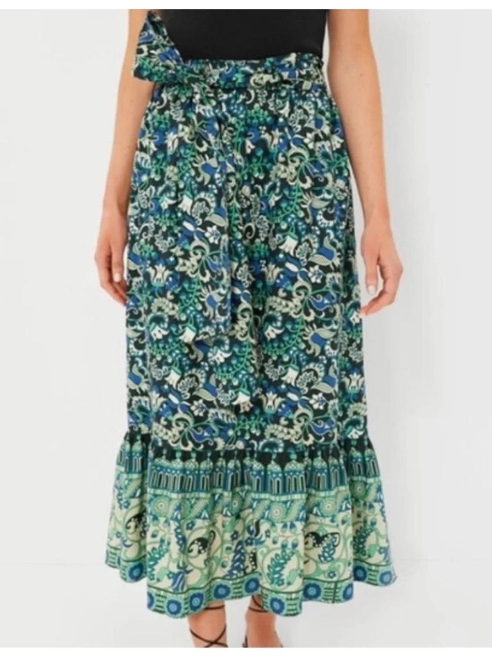 TUCKERNUCK Size M Batik Floral Hampton Maxi Skirt Blue Green Black  NEW